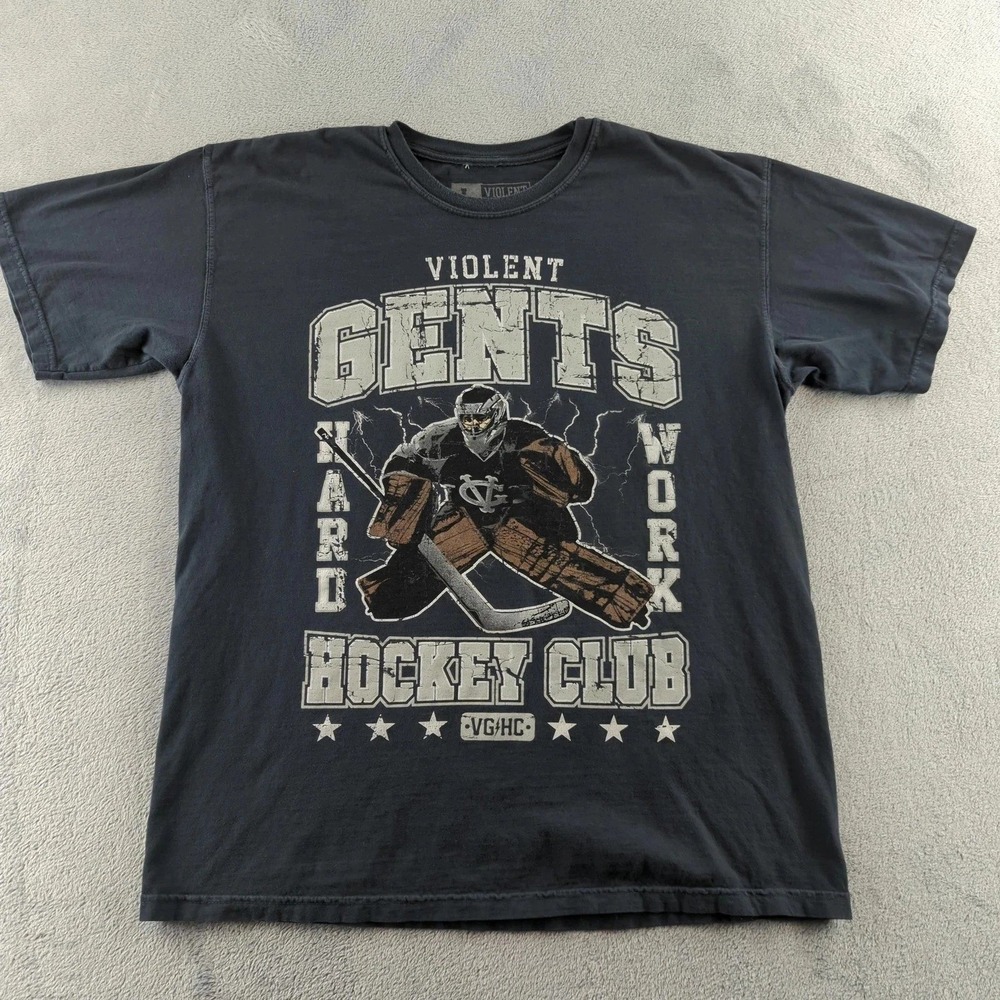 Violent Gentlemen Gents T-Shirt Mens Large Gray Graphic Shirt Hockey Club